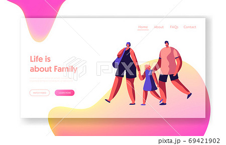 Happy Family on Shopping Landing Page. Mother Happy Family on Shopping Landing Page. Mother 69421902