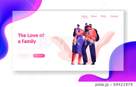 Happy Loving Family Together Landing Page. Parent 69421979