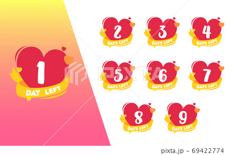 1 Day Count Left Heart Shape Valentine Badge Set 69422774