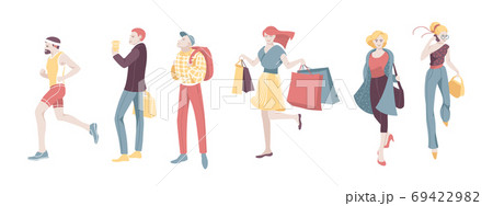 Various Urban People Character Walking Woman Various Urban People Character Walking Woman 69422982