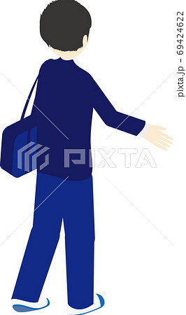 鞄を持つ男子高生の後ろ姿のイラスト素材