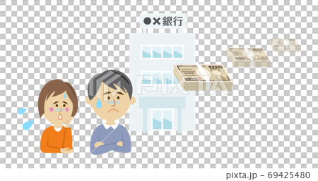 不正送金をされ口座にお金が無くなっているイラストイメージ 69425480