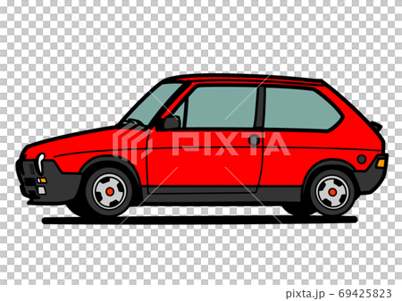 古いイタリアンコンパクトカー　赤色　自動車イラスト 69425823