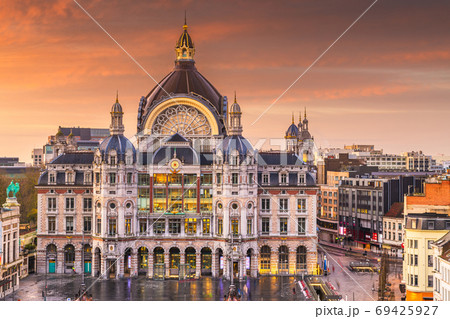 Antwerp, Belgium cityscape at Centraal Railway 69425927