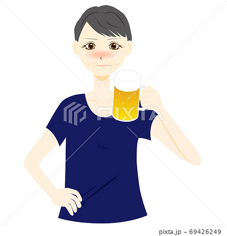 お酒を飲む 女性のイラスト素材