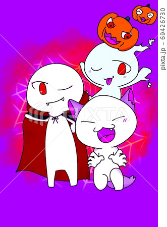 吸血鬼と幽霊と狼男 ハロウィン のイラスト素材