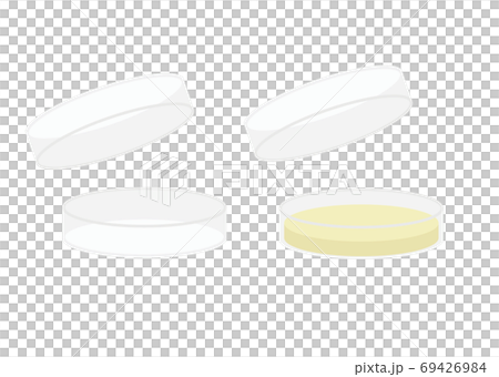 シャーレと培地の入ったシャーレのイラスト素材