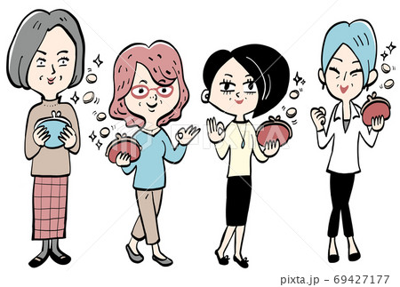 お財布と4人のシニア女性 69427177
