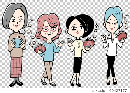 お財布と4人のシニア女性 69427177