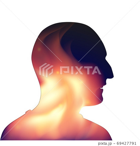 Illustration of a male head and his psychological state Illustration of a male head and his psychological state 69427791
