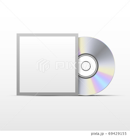 CD or DVD compact disc with black cover template mockup, vector illustration 69429155