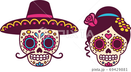 Mexican sugar skull couple Mexican sugar skull couple 69429881