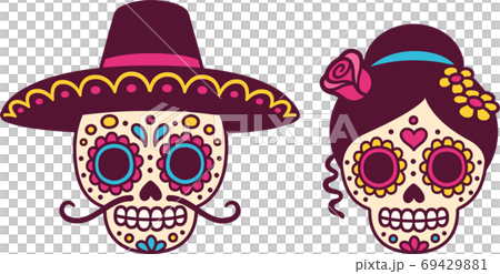 Mexican sugar skull couple Mexican sugar skull couple 69429881