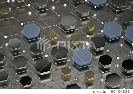 Abstract technological hexagonal background. 3d 69430881