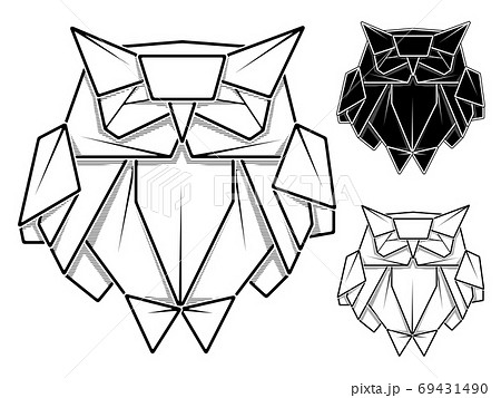 Image of paper origami of owl (contour drawing by line). Image of paper origami of owl (contour drawing by line). 69431490
