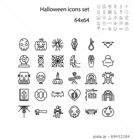Collection of halloween silhouettes icon. Ghost or Monster. Demo 69432284