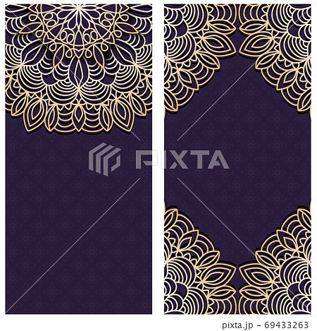 Islamic vertical banners with arabesque mandala for greeting card, poster and voucher. 69433263