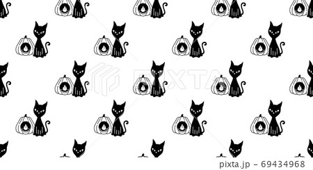 Cat Seamless Pattern Halloween Kitten Vector のイラスト素材