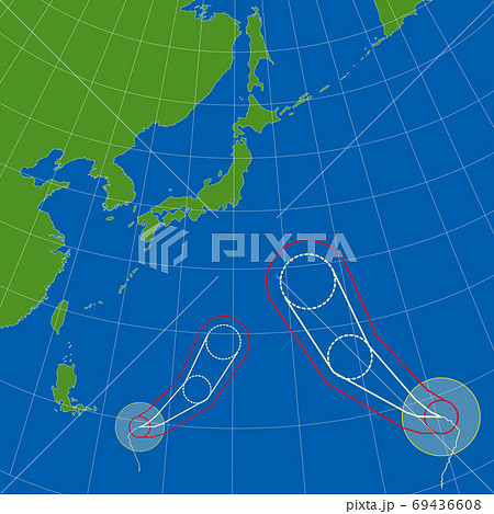 台風の天気図のイラスト素材