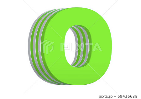 Green Letter O, layered font. 3D rendering Green Letter O, layered font. 3D rendering 69436638