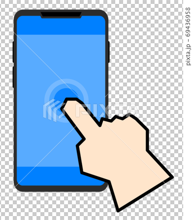 スマートホンを指先でタップするイラストのイラスト素材