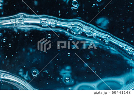 abstract liquid soap bubbles blue background 69441148