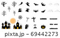 Collection of halloween silhouettes icon.paper art style. 69442273