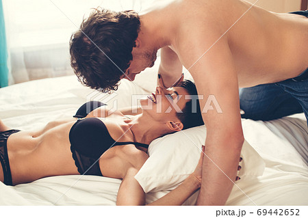 Sexual foreplay of adult beautiful passionate couple 69442652