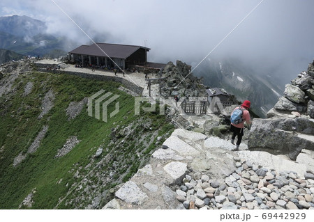 立山の頂上から見る雄山神社峰本社の社務所 69442929