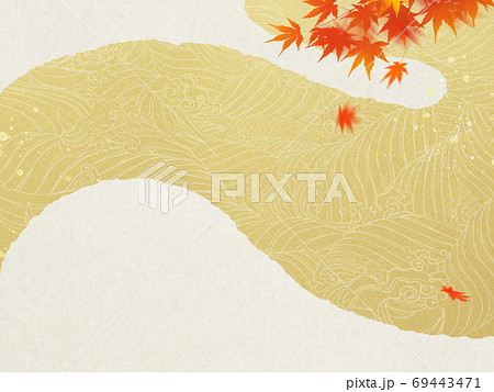 紅葉と水の和風背景 - 複数のバリエーションがあります 69443471