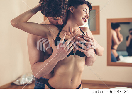 Hot attractive lovers having sex in hotel. 69443486