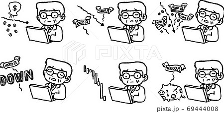 投資に失敗する老人 資産運用 大暴落のイラスト素材