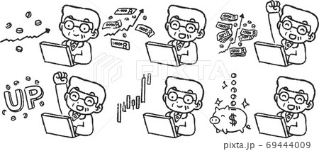 投資で大儲けする老人 資産運用のイラスト素材