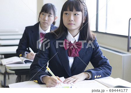 勉強する女子高生 69444177