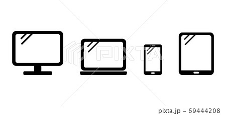 パソコンやスマホなどのデジタルデバイスのアイコンのセット タブレット Pc スマートフォン 画面のイラスト素材 パソコンやスマホなどのデジタルデバイスのアイコンのセット タブレット Pc スマートフォン 画面のイラスト素材