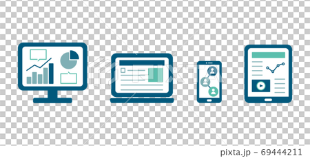 パソコンやスマホなどのデジタルデバイスのアイコンのセット タブレット Pc スマートフォン 画面のイラスト素材