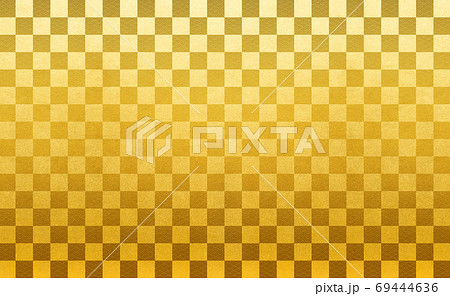 金色の市松模様　金のチェックパターン　ゴールド　青海波 69444636