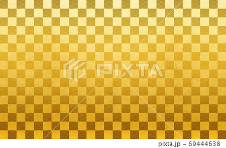 金色の市松模様　金のチェックパターン　ゴールド　青海波 69444638