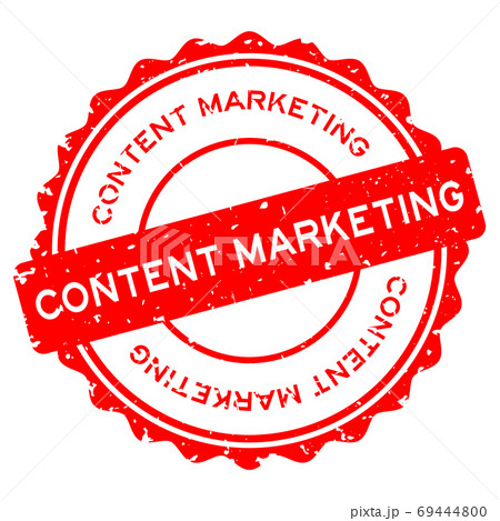 Grunge red content marketing word round rubber seal stamp 69444800