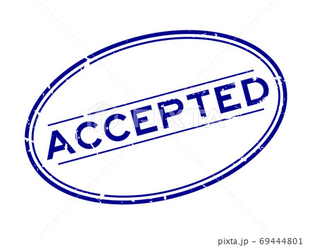 Grunge blue accepted word oval rubber seal stamp 69444801