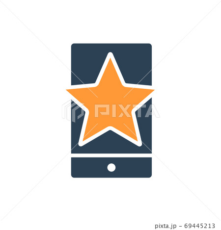 Star with phone, feedback colored icon. Mobile app review, add to favorites, user feedback symbol 69445213