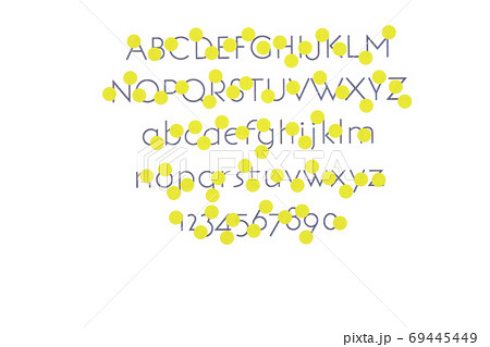 アルファベッド大文字と小文字に数字の一覧表 コラージュの写真素材