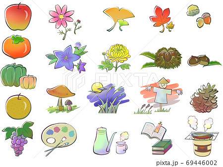 秋のカット集のイラスト素材