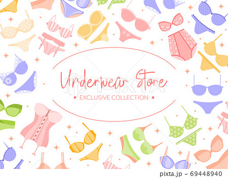 Woman Underwear Store Vector Banner or Poster Template Woman Underwear Store Vector Banner or Poster Template 69448940