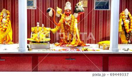 Statue of Hindu god Hanuman at Temple 69449337