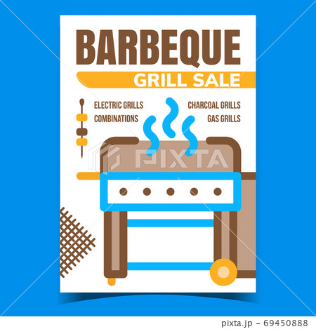 Barbeque Grill Sale Advertising Poster Vector Barbeque Grill Sale Advertising Poster Vector 69450888