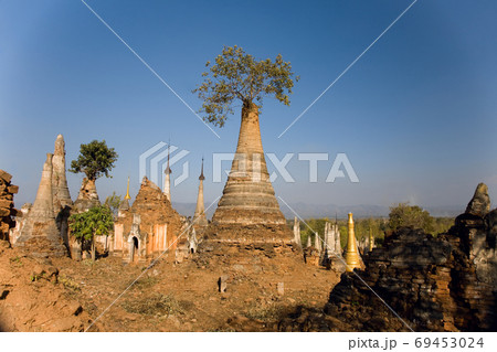 Ancient Ruins of Buddhist Stupas in Indein. Ancient Ruins of Buddhist Stupas in Indein. 69453024