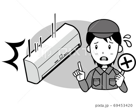 エアコンの落下にご注意くださいのイラスト素材 69453420 Pixta