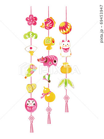 正月つるしかざり 水彩イラストのイラスト素材 正月つるしかざり 水彩イラストのイラスト素材