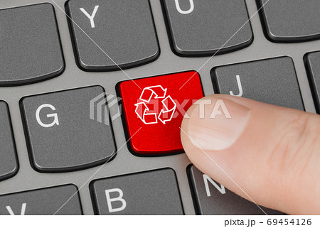 Computer keyboard with recycling symbol 69454126